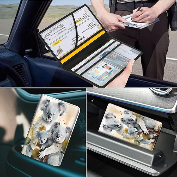 Car Registration and Insurance Holder, Leather Car Glove Box Organizer - Image 7