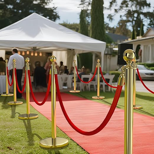 kaiyomi 8Pcs Stanchions with Red Velvet Ropes Set, 5 Feet Velvet Ropes and - Image 7
