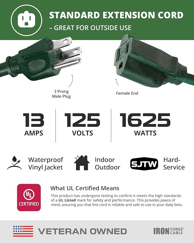 Iron Forge Cable Weatherproof 10 Ft Outdoor Extension Cord - Image 3