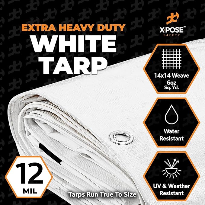 Heavy Duty White Poly Tarp 7' X 10' - Image 2