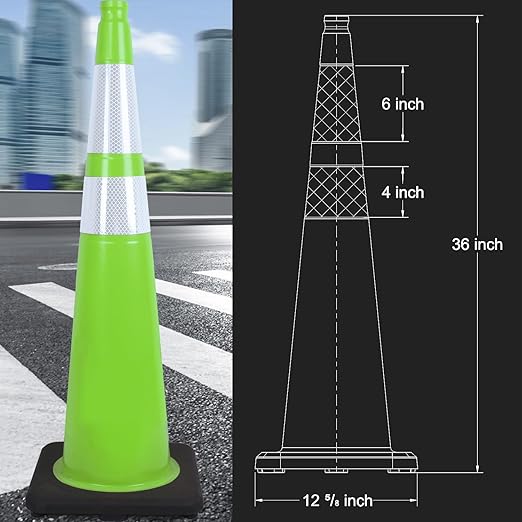 6 Pack 36" Large-Sized PVC Traffic Cones - Image 3