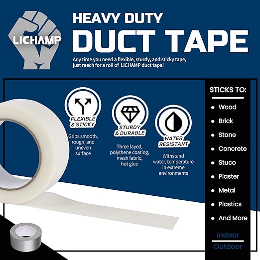 Lichamp Clear Duct Tapes Heavy Duty, Waterproof No Residue Clear Duct Tape - Image 2