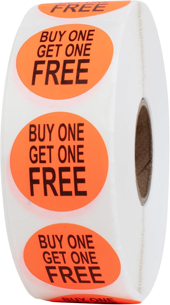Perco Fluorescent Red 1-Inch Circle Buy One Get One Retail Price Stickers — 1 by Perco