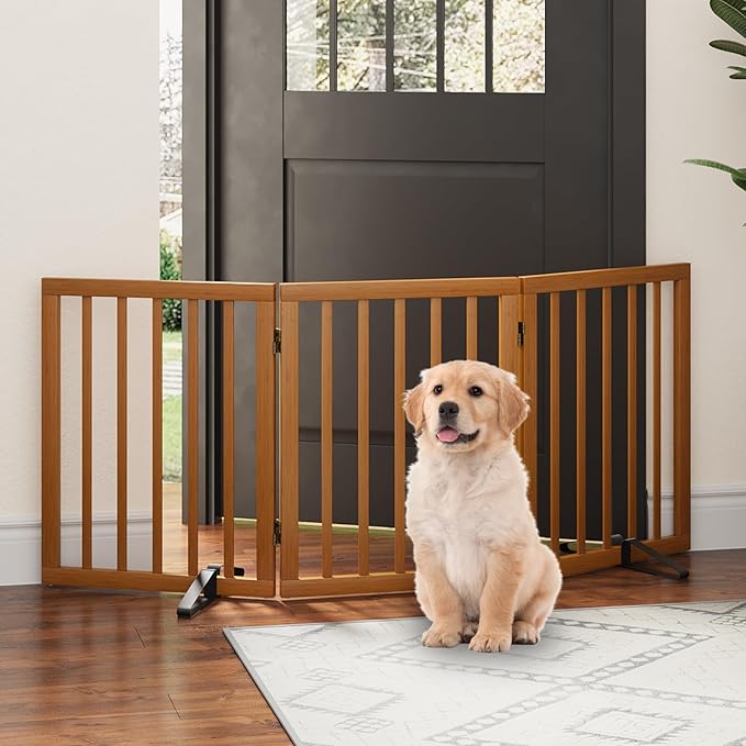 Freestanding Dog Gates for Doorways, Foldable Dog Gate Indoor, Pet Gates for - Image 7