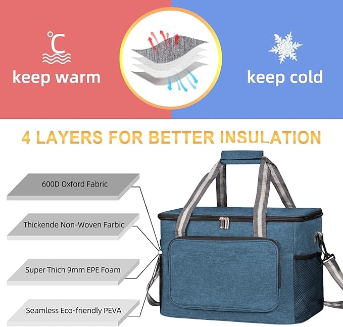 iknoe Large Cooler Bag Collapsible, 24L Insulated Bags, Leakproof Lunch Cooler - Image 5