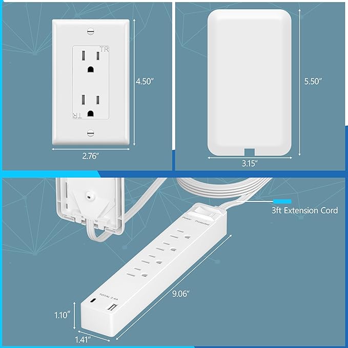 LIDER Surge Protected Outlet Extender, 4-Outlet Power Strip, 1 USB Type-A - Image 2