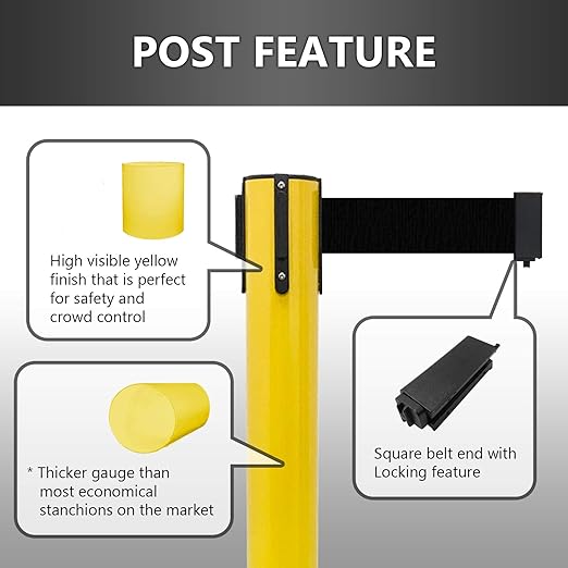 VIP Crowd Control Retractable Belt Stanchion Queue Safety Barrier Set - Image 2
