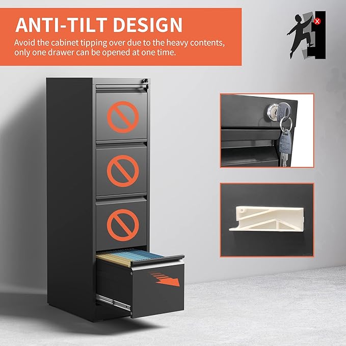 4 Drawer Locking File Cabinet - Image 7