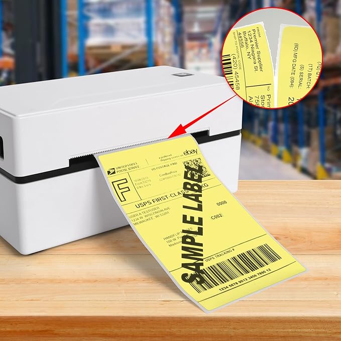 Yellow Thermal Labels 3 × 5 Inch Vinyl Self-Adhesive Fanfold Direct Shipping - Image 2