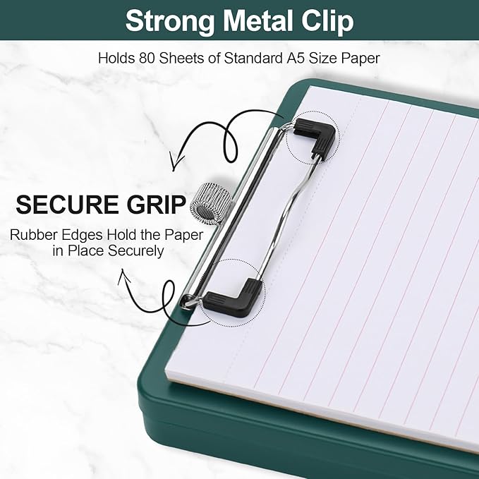 Small Clipboard with Storage, A5 Clipboards with Pen Holder, Half Letter Clip - Image 4