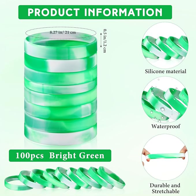 Liliful 100 Pcs Silicone Rubber Wristbands Rubber Wristband Bracelet Bands - Image 2