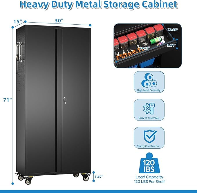 71" H*15" D*30" W Garage Storage Cabinet - Image 3