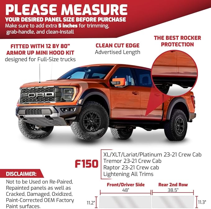 12"x 72", Full-Size Trucks, SUVs. 8-mil Thick, Non-Yellowing, Optical Clarity - Image 5
