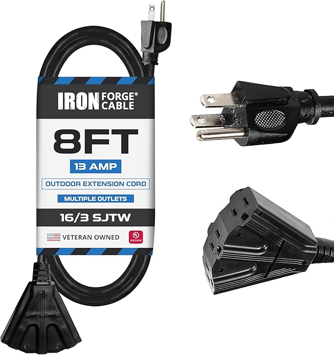 Iron Forge Cable 8 Ft Black Extension Cord by IronForgeCable