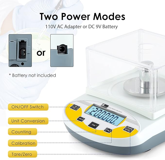 CGOLDENWALL Lab Scale 0.001g Laboratory Analytical Balance Digital Jewelry - Image 2