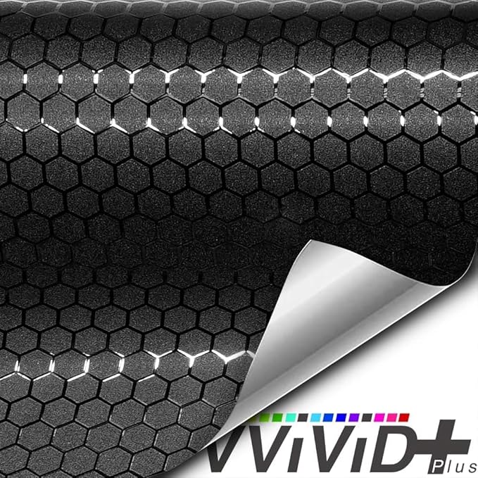 VViViD+ Honeycomb Matte Black Medium Pattern Car Wrap Vinyl - Image 2