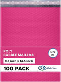 Hot Pink Large Poly Bubble Mailers 9.5x14.5 inch #4 | Self Seal Padded by MAILERVIEW