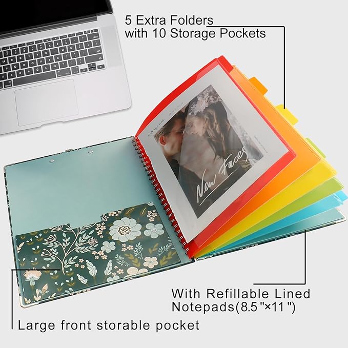 Clipboard Folio Spiral Folder Board, 5 Extra Folders - Image 3
