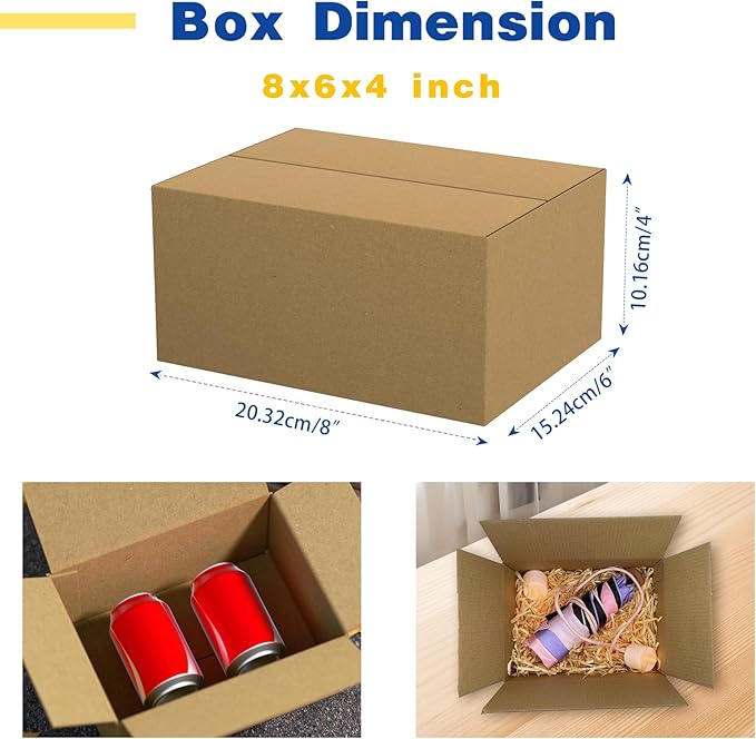 30 Pack 8x6x4 inches Small Shipping Boxes Brown Corrugated Cardboard Boxes - Image 2