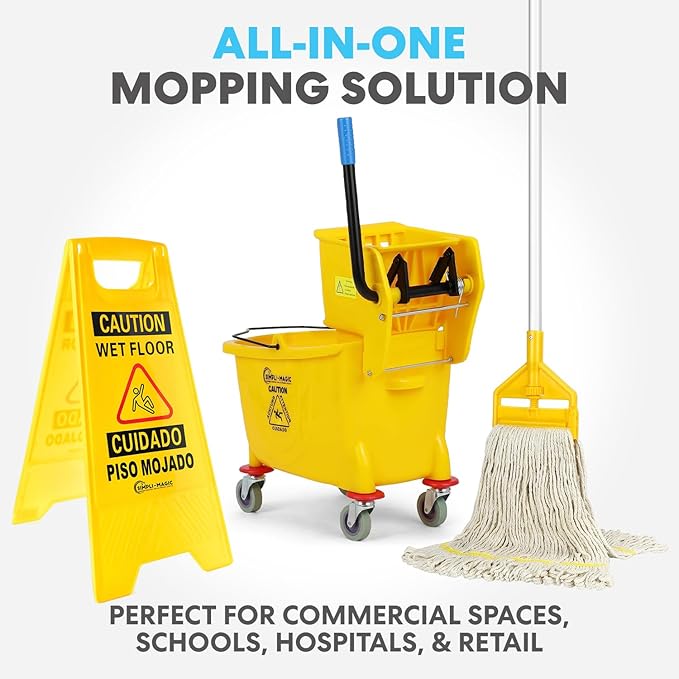 Simpli-Magic Side Press Wringer Combo Commercial Mop Bucket on Wheels, 35 Quart - Image 6