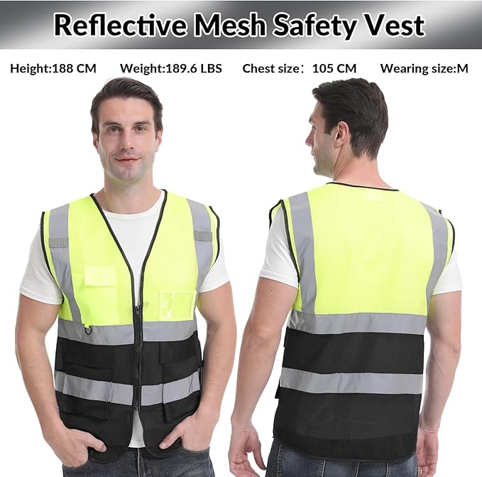 BeautyWill Custom Safety Vest Logo Class 2 High Visibility Reflevtive Vest - Image 6