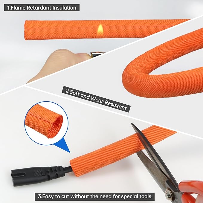 Split Braided Cable Sleeve，Flexible Wire Loom Tubing, Automotive Cord Protector - Image 4