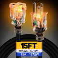 Lighted End Heavy Duty Outdoor Extension Cord Waterproof -16AWG, 3 Prong by Alphatool