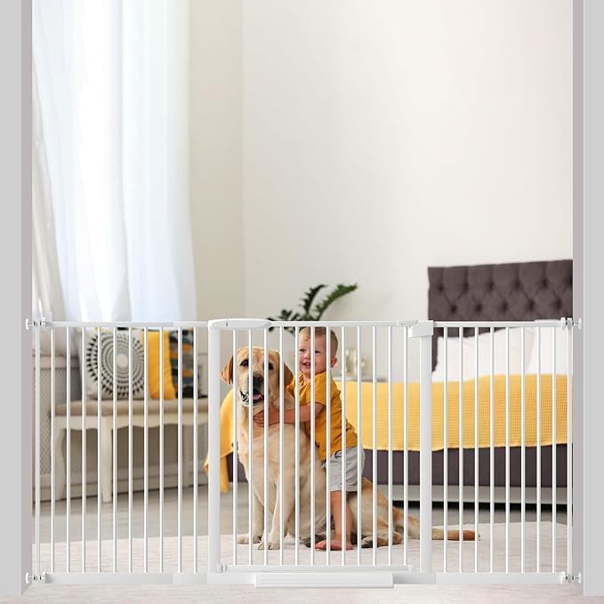 Extra Wide Baby Gate 30.11-77.36", Ultra Narrow 1.37" Spacing Dog Gate indoor by AIKSIWAI