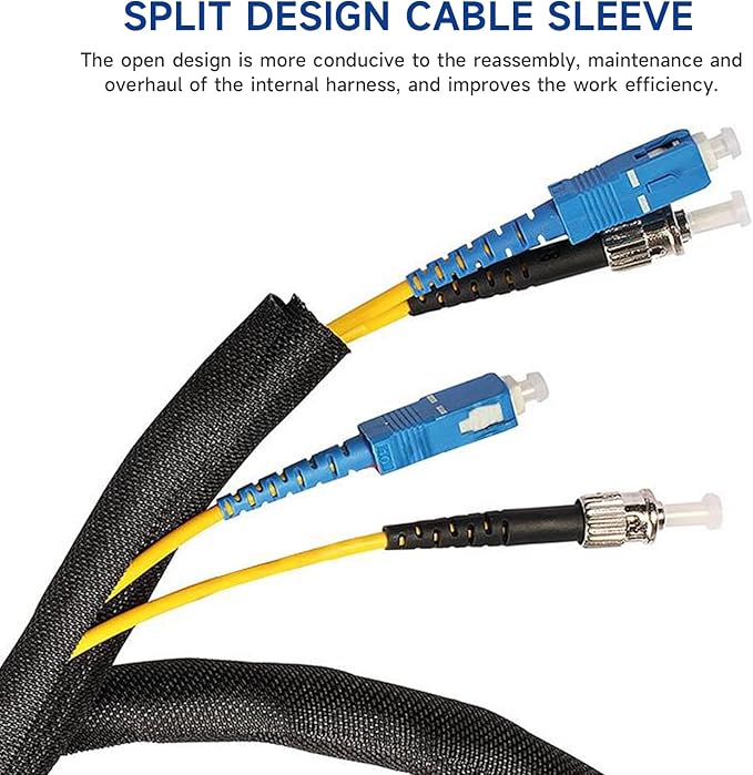 Black Braided Cable Management Sleeves Wire Loom Tubing Cord Protector - Image 5