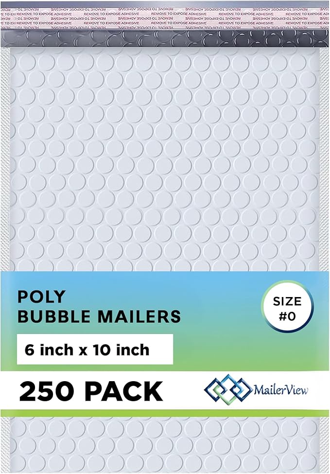 White Small Poly Bubble Mailers 6x10 inch #0 | Self Seal Padded Envelopes | by MAILERVIEW