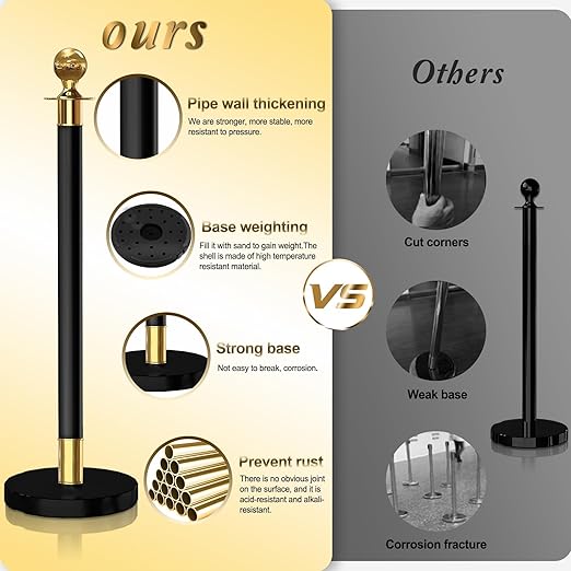 8PCS Black-Gold Stanchions Posts - Image 4
