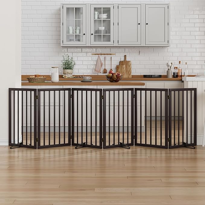 Dog Gate for Doorways 32" Tall Freestanding Dog Gate for Stair Foldable Pet by MinoKesper