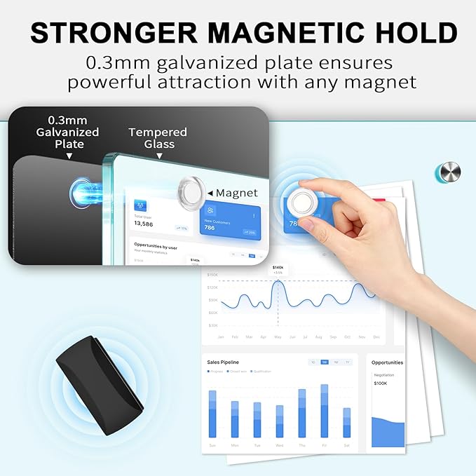 AFMAT Magnetic Glass Whiteboard, 4mm Tempered Glass w/Strong Magnetic Surface - Image 3