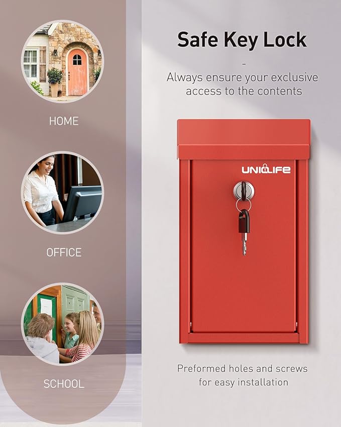 Uniclife Key Drop Box for Outside, Safe Suggestion Box, Wall Mounted Mailbox - Image 6