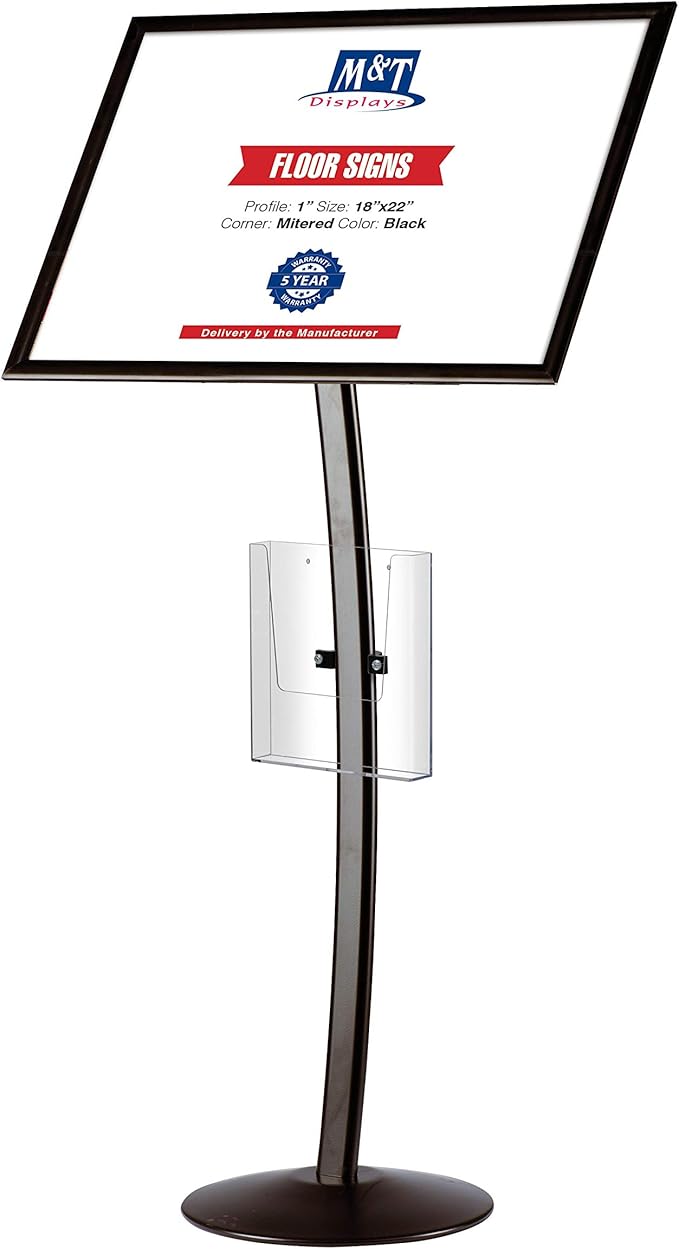 M&T Displays Curved Menu Board 18x22 Inch Pedestal Sign Holder by MTDisplays