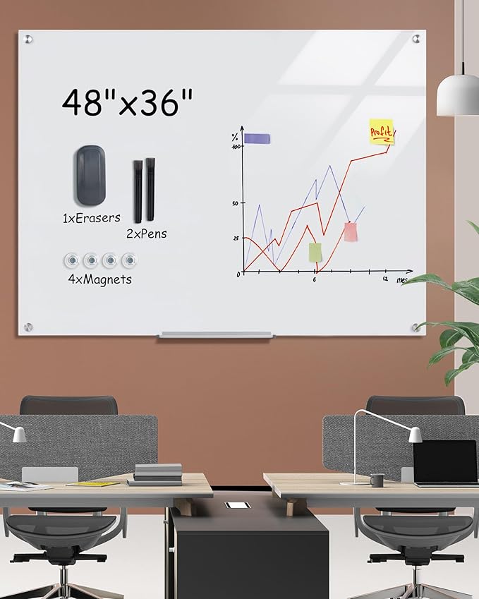 Mifuro Magnetic Glass Whiteboard，48"x36" Wall Mounted Frameless Dry Erase Board - Image 2