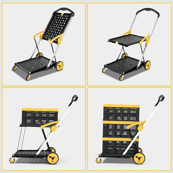 Collapsible Shopping Cart with Wheels, 200 lbs Capacity Grocery Cart on Wheels - Image 2