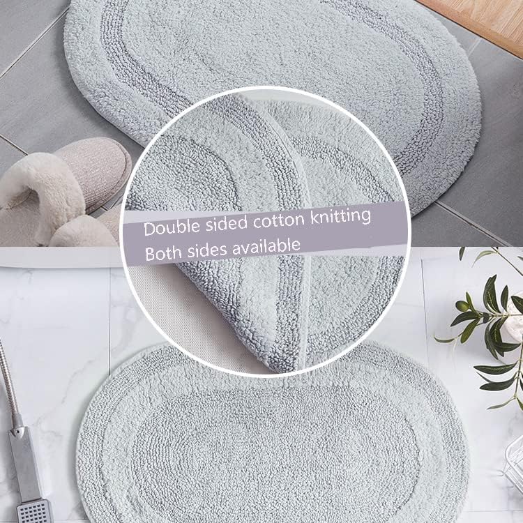 Handmade Oval Cotton Bath Mat for Household Doorways Thickened and Absorbent Non Slip Bathroom Rug - Image 3