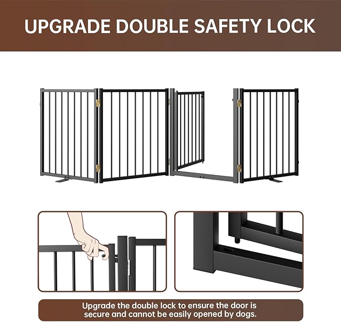4 Panels Full Metal Freestanding Dog Gates - Image 6