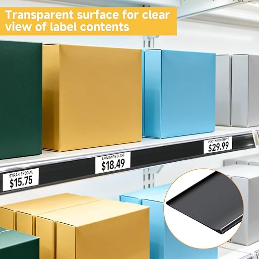 50 Pcs Shelf Label Strips, Self Adhesive Shelf Label Holder, 1.5''H x 48''L - Image 2