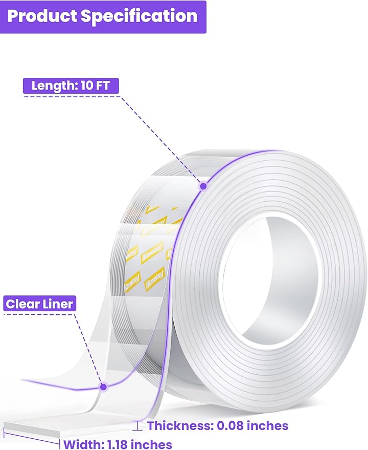 Upgraded Double Sided Tape Heavy Duty, Extra Large Nano Double Sided Adhesive - Image 2