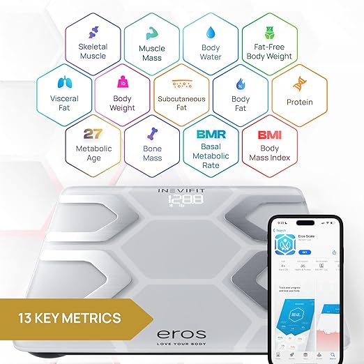 INEVIFIT EROS Bluetooth Body Fat Scale Smart BMI Highly Accurate Digital - Image 2