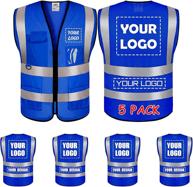 5 Pack Mesh Safety Vest Custom Logo Class 2 High Visibility Reflective Vest by BeautyWill
