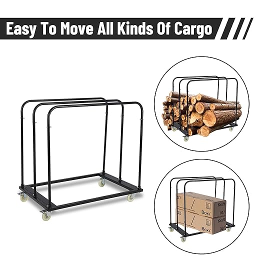 Steel Panel Truck, Drywall Cart w/ 5” PU Swivel Wheels, Heavy-Duty Panel Dolly - Image 3