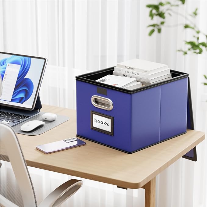 Huolewa Decorative Leather File Organizer Storage Boxes - Image 2