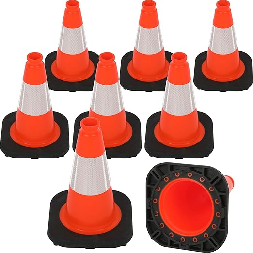 Fluorescent Orange/Green PVC Traffic Cones, Heavy Black Base Parking Lot Cone by OranLite
