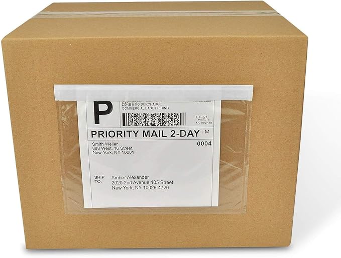 7.5" x 5.5" Clear Plastic Adhesive Packing List Mailing/Shipping Envelope Pouch by RBHK