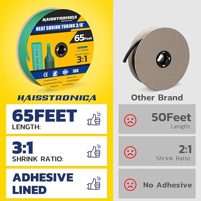 haisstronica 3:1 Heat Shrink Tubing, Shrink Ratio Adhesive Lined Marine Grade - Image 2