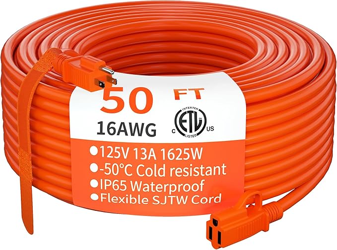 HUANCHAIN Indoor Outdoor Extension Cord 50 ft Waterproof, 16/3 Gauge Flexible by huanchain