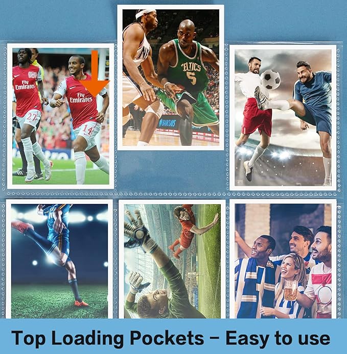 Trading Card Sleeve Pages, HERKKA 200 Pack 9 Pocket Album Pages 11 Holes Fit 3 - Image 6